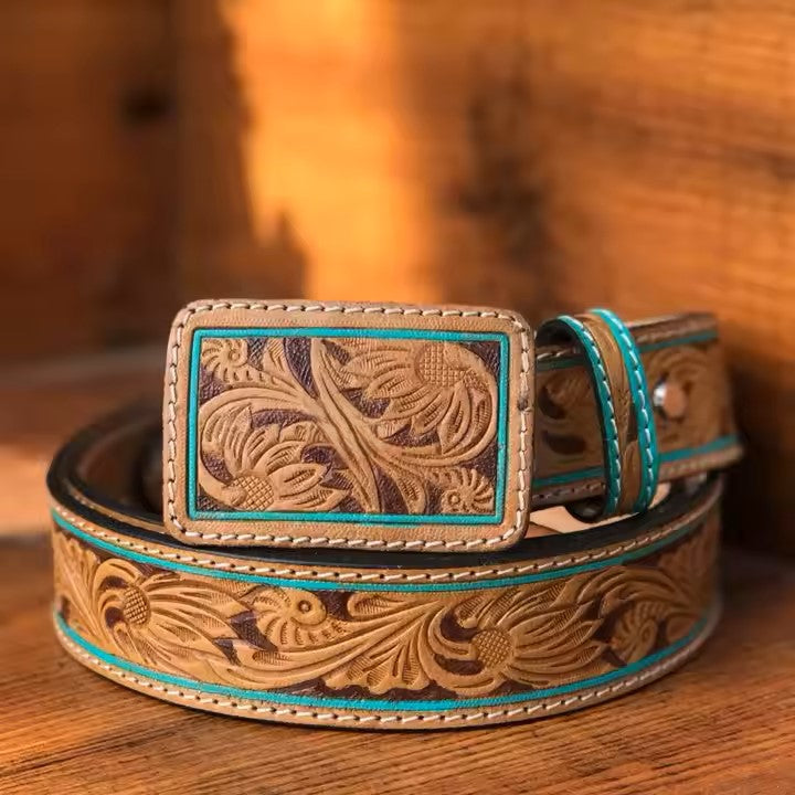 Out West Tooled Leather Belt