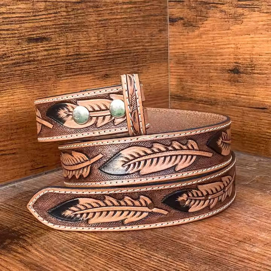 Gone With The Wind Tooled Leather Belt